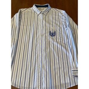 Sakura Sport Striped Button Up‎ Shirt Long Sleeve Pocket Cotton Size 18W